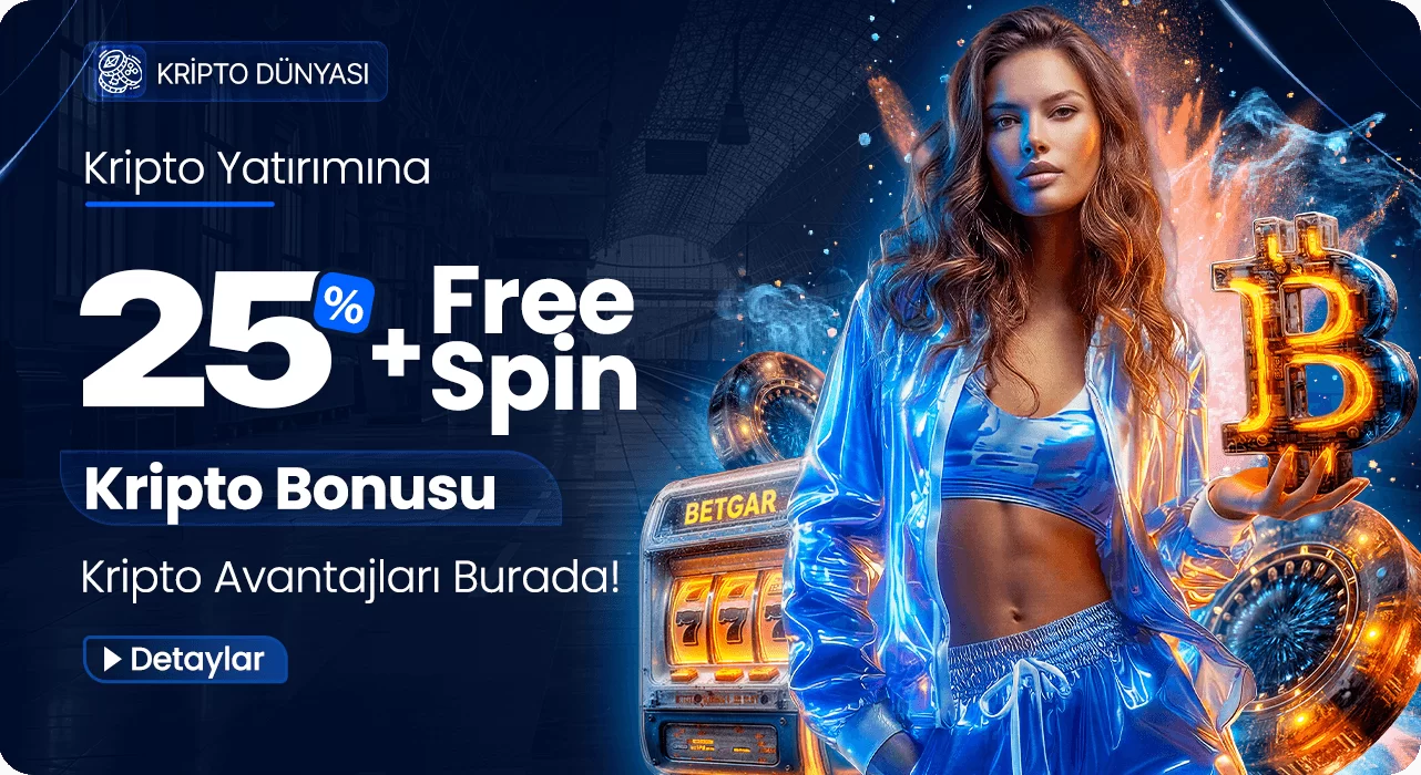 Betgar kripto yatırımlarına özel %25 + free spin promosyon bannerı